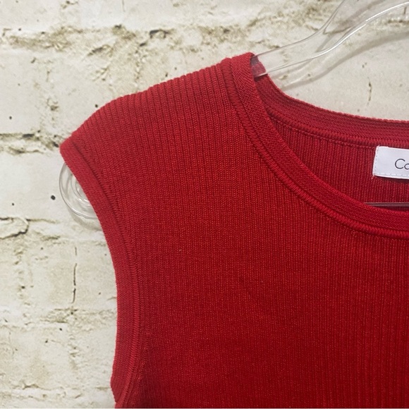 Calvin Klein Red Rubbed Sleeveless Sweater Vest - Picture 2 of 6